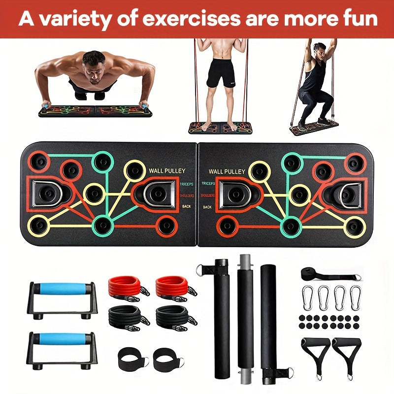 Push-Up Board Set with Resistance Bands-4
